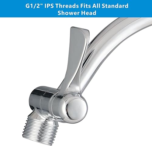 Miniatura 8 de Voolan - Brazo de extensión de regadera de metal, brazo de ducha ajustable de latón macizo curvado de 14 pulgadas, tubo de conexión universal,