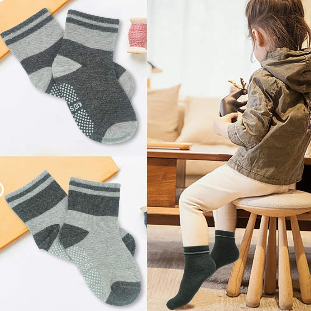 Tphon Non Slip Kids Toddler Socks with Grippers Baby 12 Pairs Anti Skid Socks for Boys Girls 0-7 Year Children - Image 6