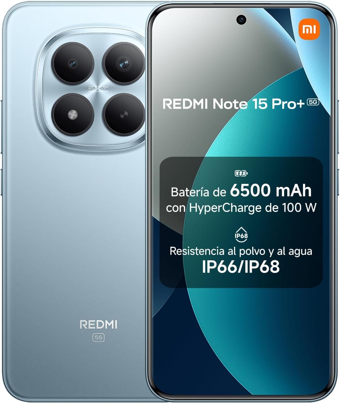 XIAOMI REDMI Note 15 Pro+ 5G Smartphone - 12+512GB, 6.83" AMOLED Display, 1.5K AMOLED Screen, Snapdragon 7s Gen 4, 200 MP, Camera, Blu Ghiacciaio