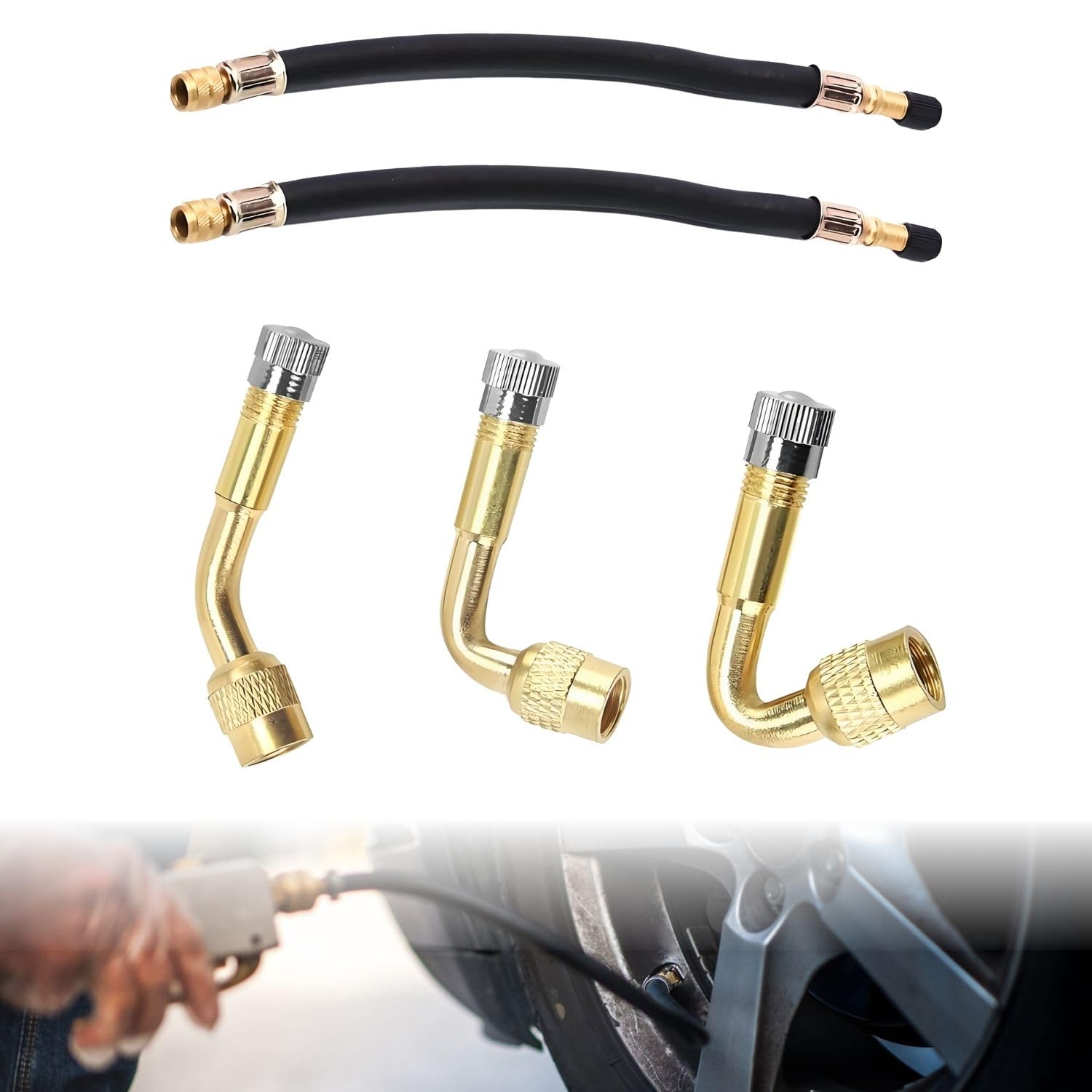 Valvola Solenoide Con Stelo Valvola Pneumatico In Ottone A 90 Gradi Con Adattatore Di Estensione Per Valvola Auto Camion E Moto 89081410 - Foto 10