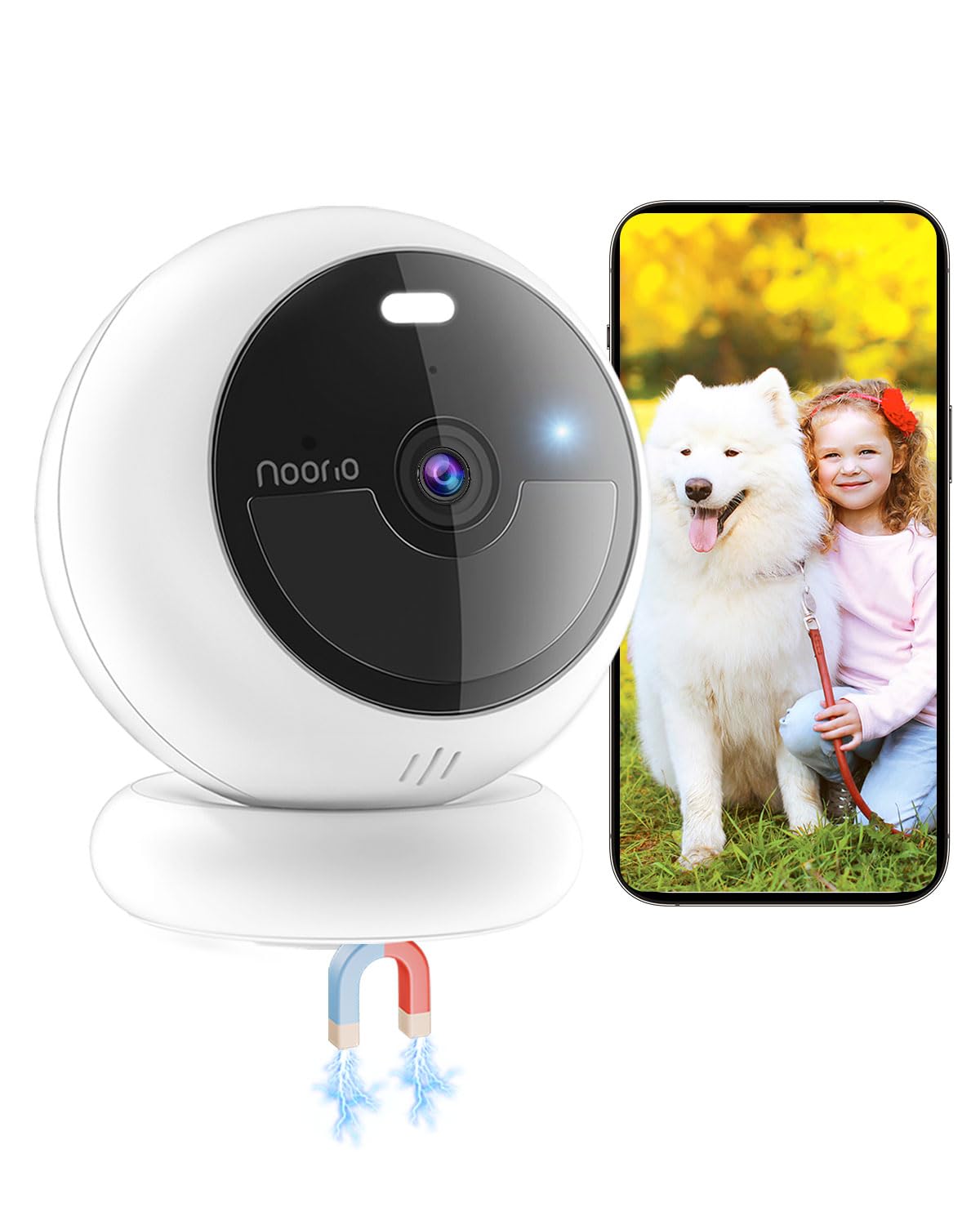 Noorio Security Cameras Wireless Outdoor with Magnetic Mount, Built-in 32GB