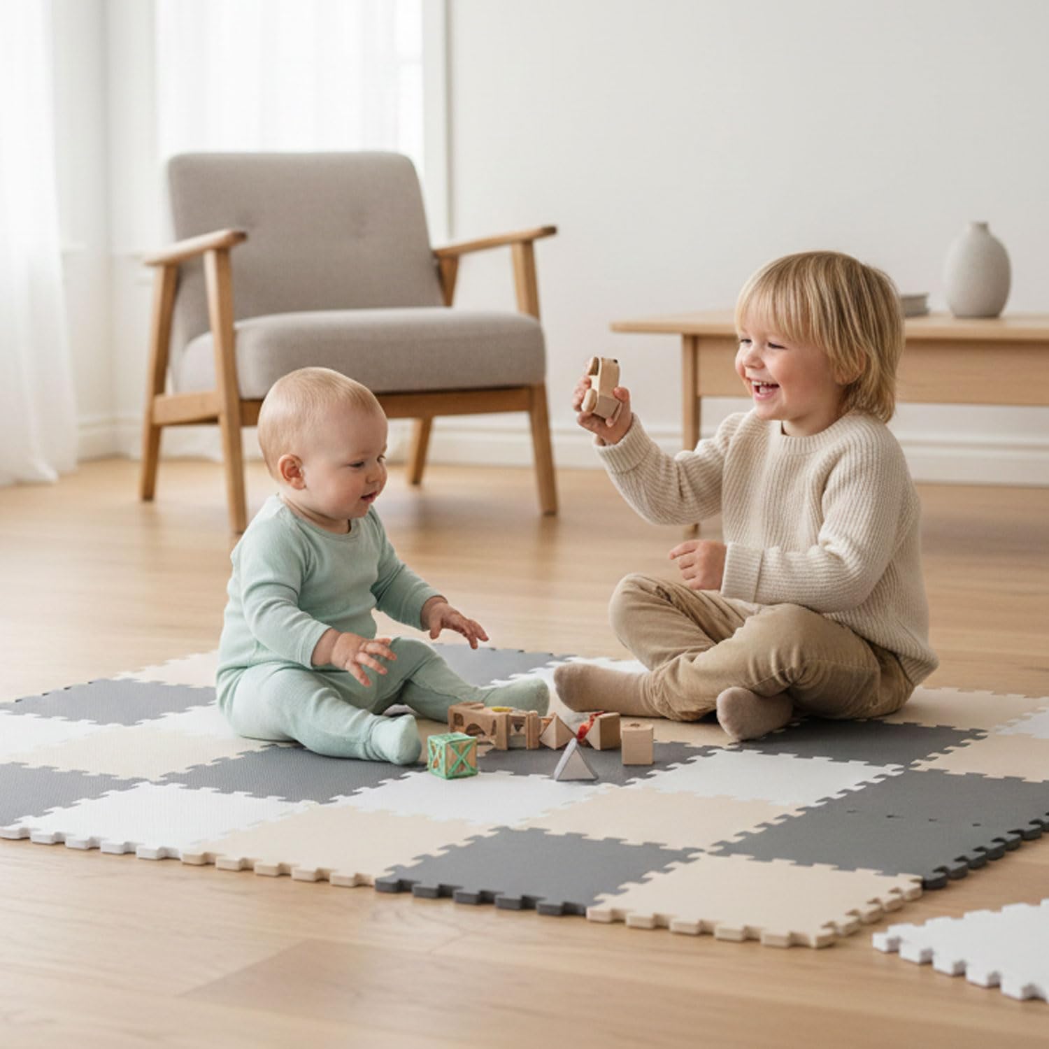 LittleTom 27 Pezzi Tappeto Gioco per Bambini Piastrelle EVA 30x30 cm Antiscivolo