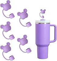 Vista 13 de Juego de 4 fundas de popote con diseño de estrella compatibles con vasos Stanley de 30 y 40 onzas, reutilizables, bonitas puntas de popote