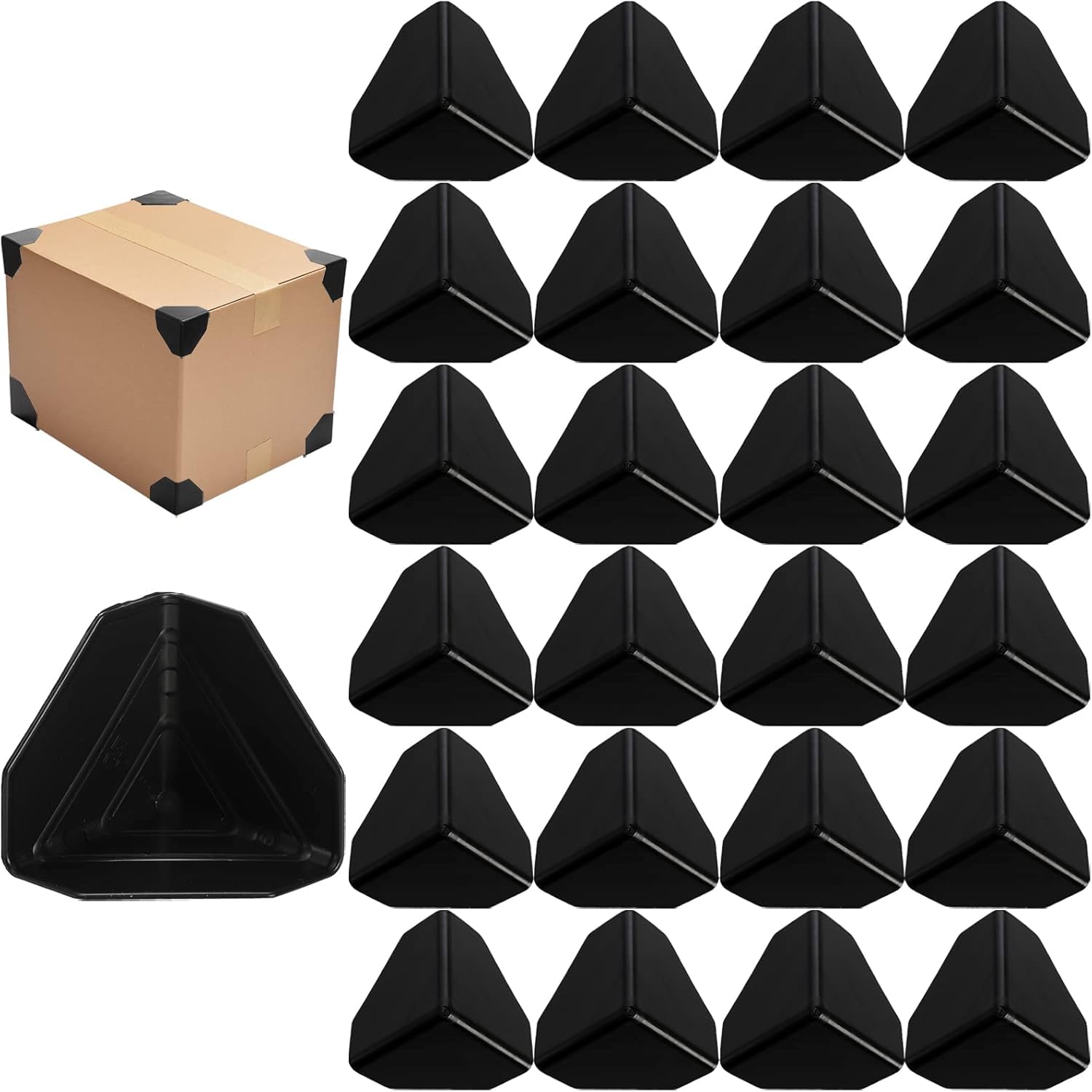 200 Pcs Shipping Box Corner Protectors, Plastic Heavy Duty Thicken Packaging Edge Protectors, Proof Carton Corner Guard for Carton Packing, Boxes and Panel Packaging, Black