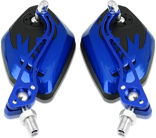 Keenso - 1 par de espejos laterales universales para motocicleta, manubrio ajustable de aluminio, retrovisor, patrón de llama, motocicleta, scooter