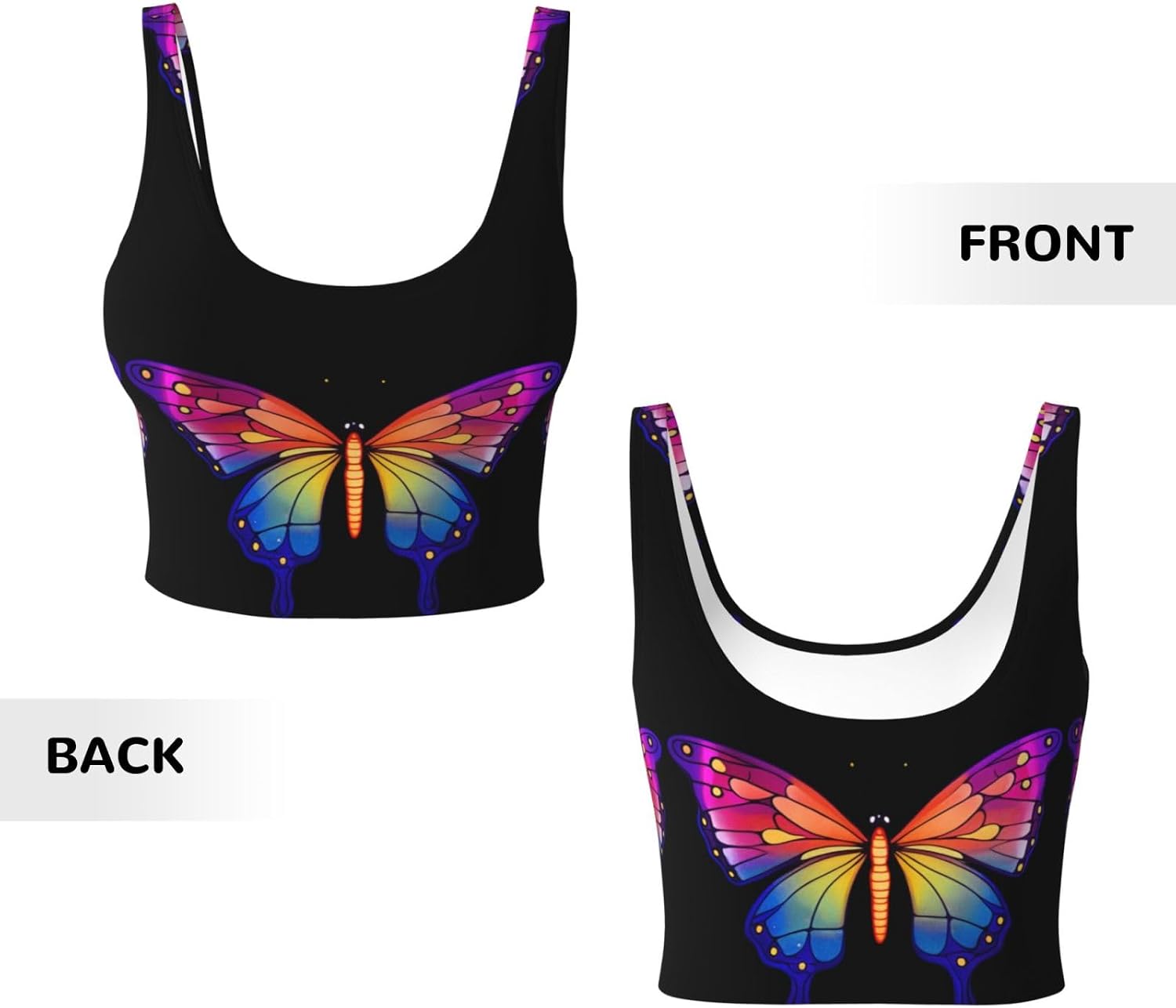 Women's Sports Vest DDCXZPP Colorful transparent butterfly Printing Soft, Comfortable, Lightweight, and Breathable