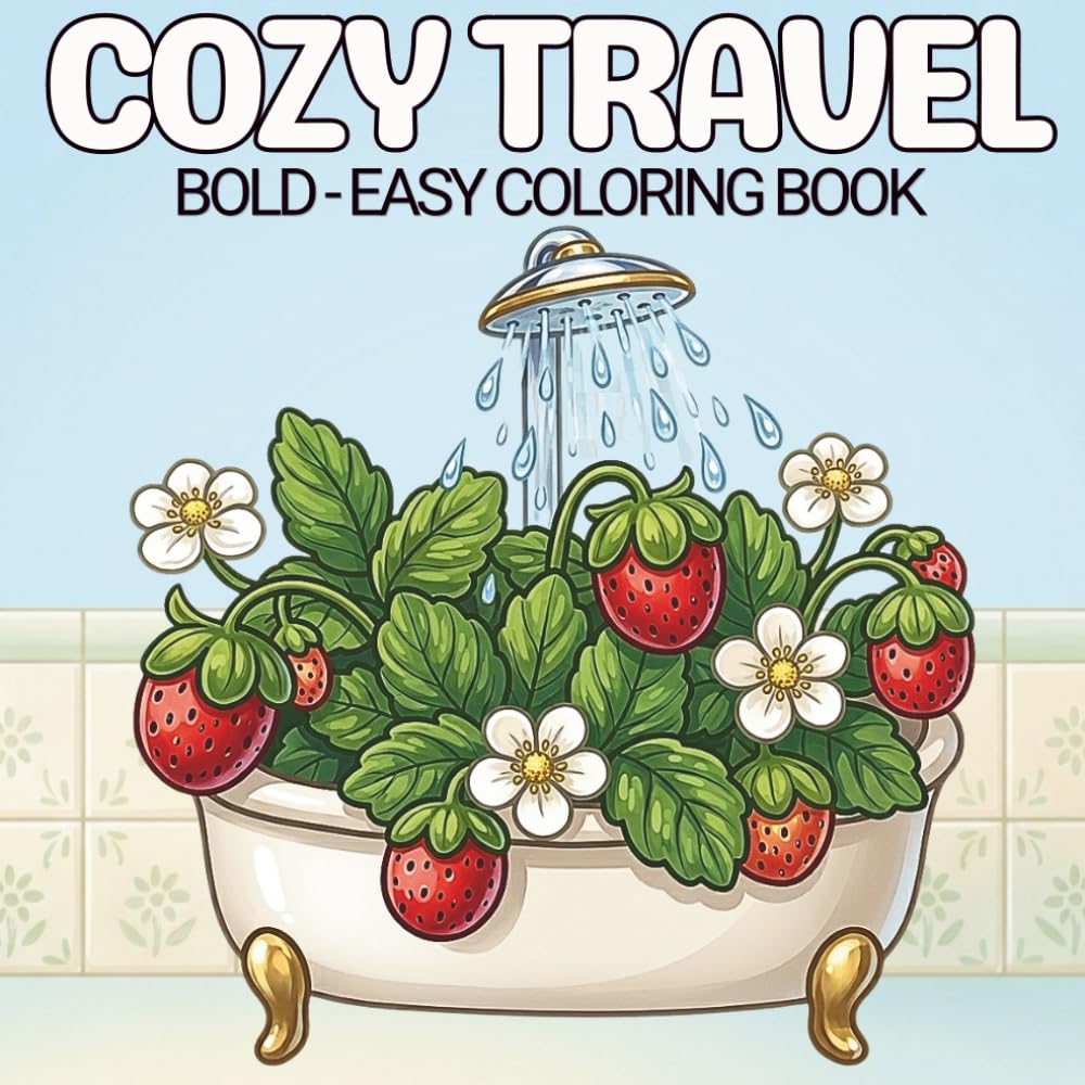 Cozy Travel Coloring Book: Bold and Easy Coloring Pages Featuring Travel-Themed Illustrations and Vacation Vibes, Suitable For Adults, Teens and Kids.