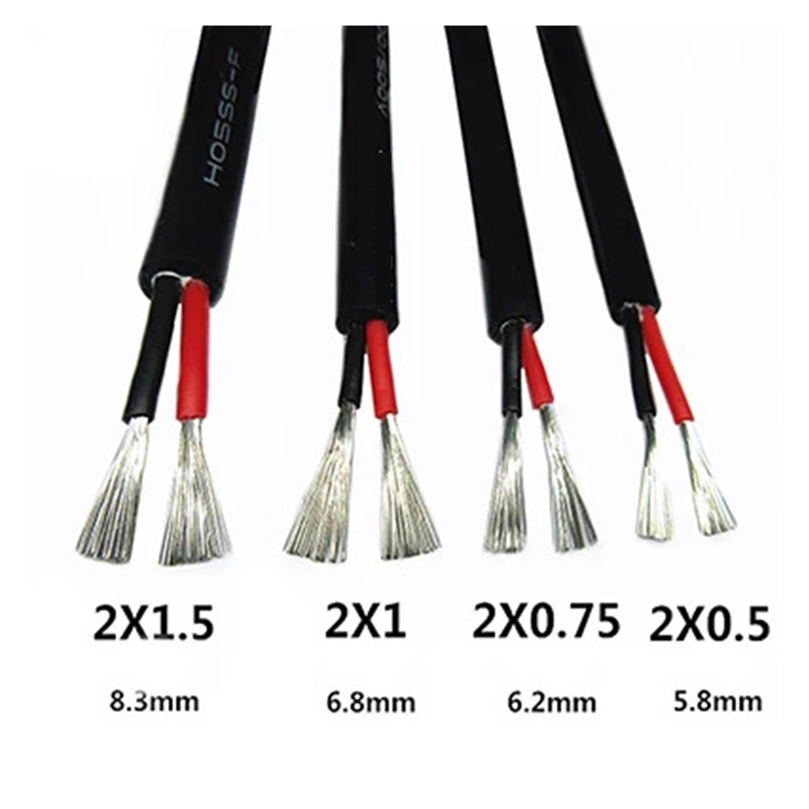 3-żyłowy kabel silikonowy, wysokotemperaturowy, 6 metrów, przewód przeciwzamarzaniowy, gumowy AGR(Noir,3core 0.5mm2)