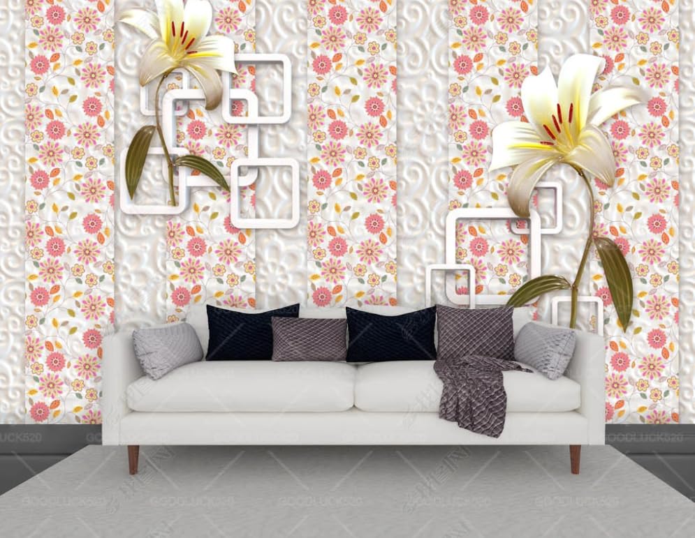 Papier peint intissé lys blanc 350x256 cm poster mural géant salon