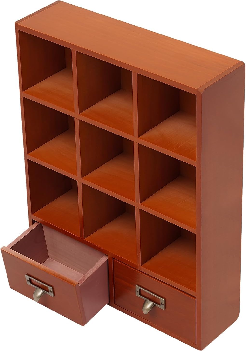 Organizzatore da Scrivania in Legno con 9 Cassetti, Contenitore Multi-Scomparto in Stile Farmacia per Ufficio, Camera da Letto E Trucco - Elegante Portadocumenti E Mensola da Scrivania