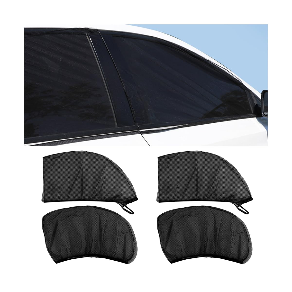 JNNJ Protezione Solare Auto, Tendine Parasole Auto Bambini Universale, Block Raggi UV Anti-Zanzara Anteriore+Posteriore
