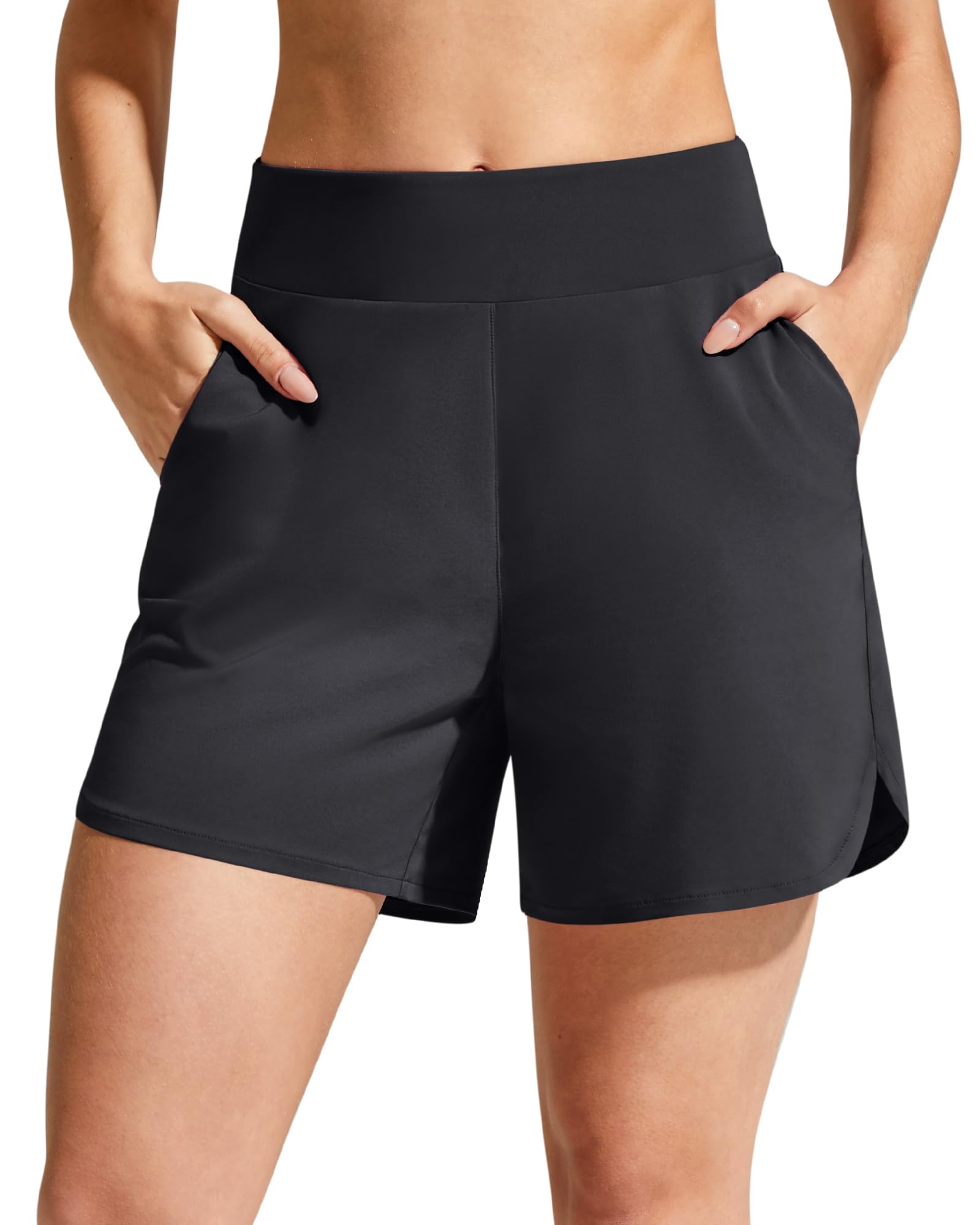 G4Free Sport-Shorts für Damen, hohe Taille, leicht, lässig, Lauf-Shorts, Innenfutter mit Taschen