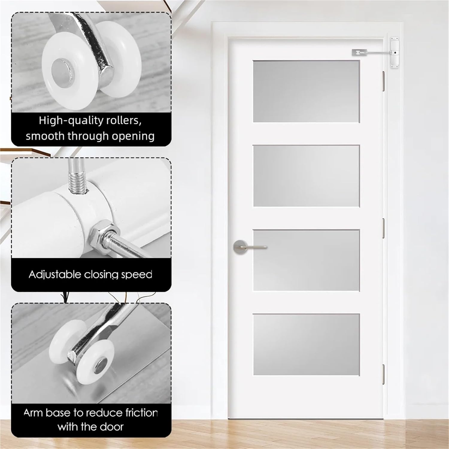 Automatic Door Closer Metal Safety Spring Door Closer Spring Adjustable Closer Convert Hinged Door to Self-Closing Door 1Pcs(A)