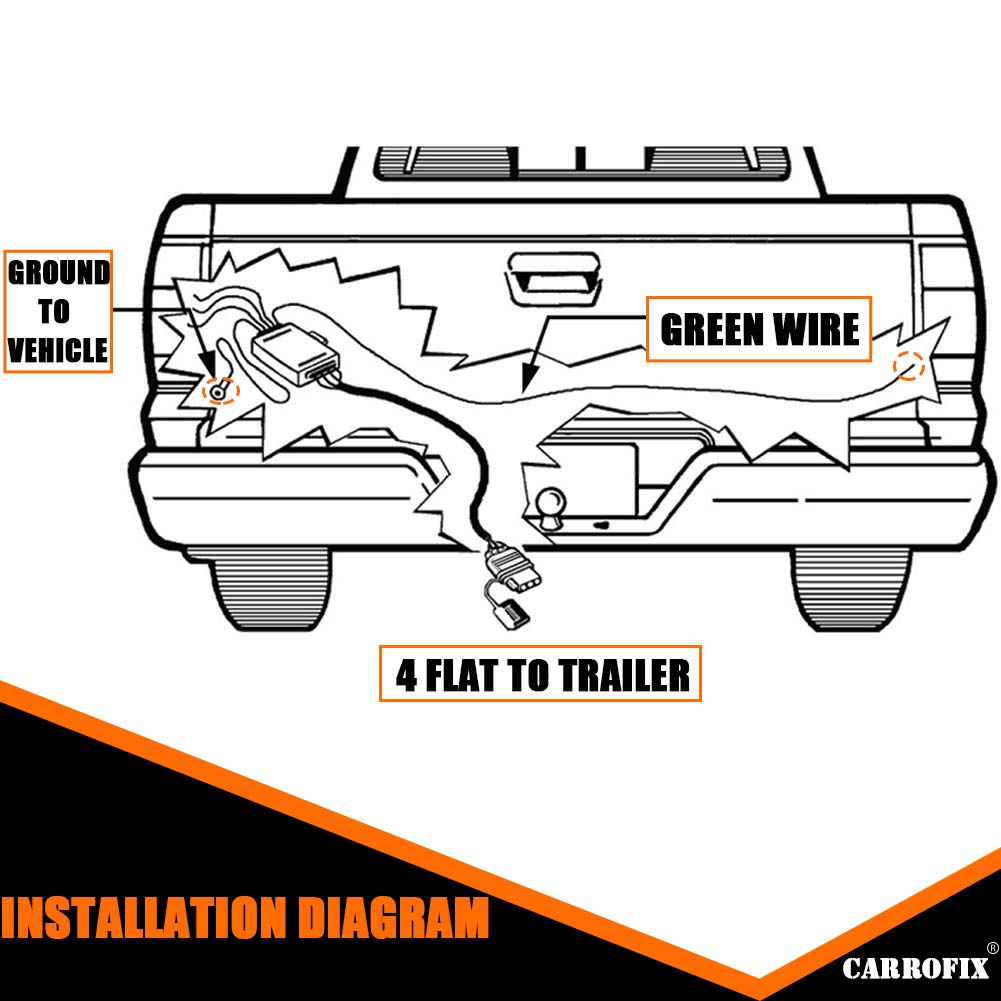 Non-Powered Taillight Converter with 20" Inches Leads and 60" Inches 4-Wire Flat Extension Vehicle End Connector