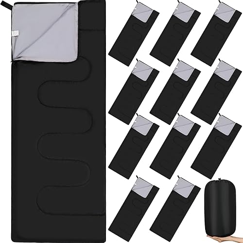 Macarrie Paquete de 12 sacos de dormir para adultos, para clima cálido y frío, saco de dormir para niños sin hogar, ligero, impermeable, saco de