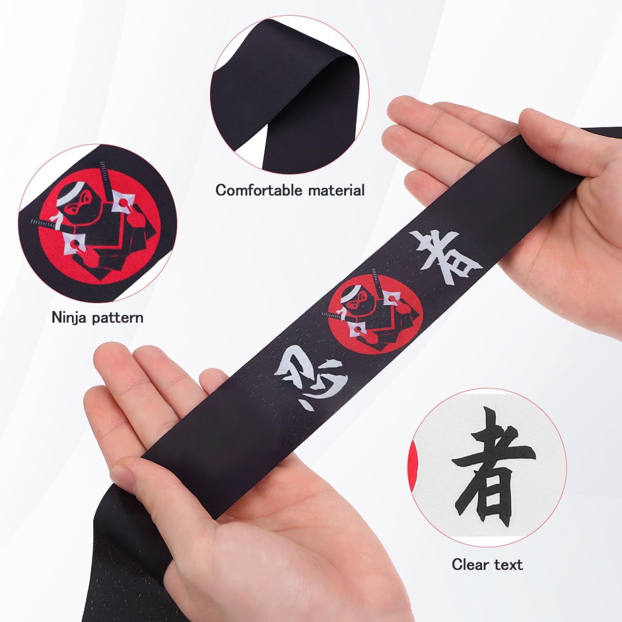 1pc, Bandeau Hachimaki * Samurai, Tissu Tricoté 100% Polyester Japonais, Accessoire Respirant avec Cordon de Serrage pour Karaté, Cuisine, Accessoire de Costume de Chef Sushi, Lavage à