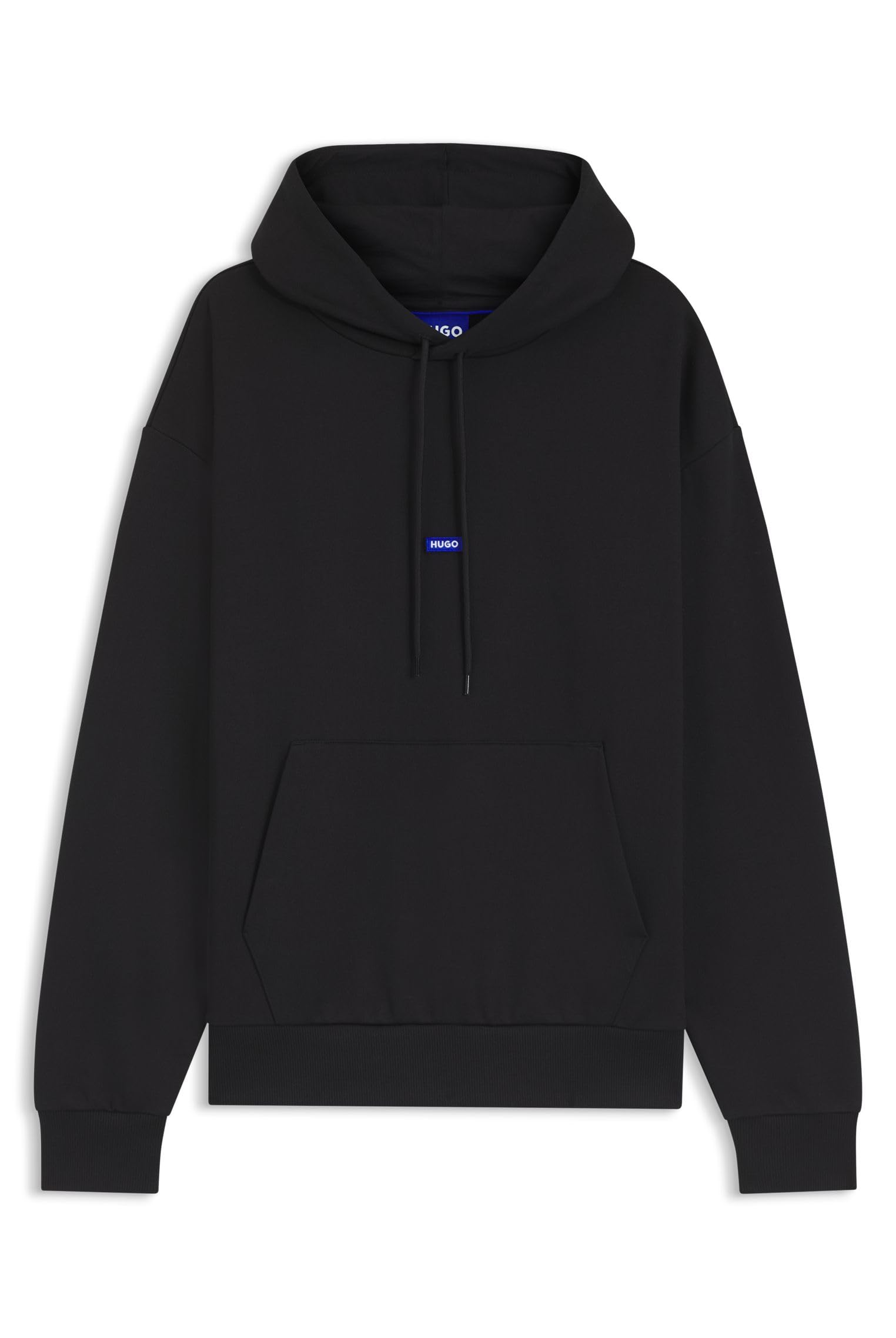 HUGO Mens Nalonso Cotton-terry hoodie with logo badge Black