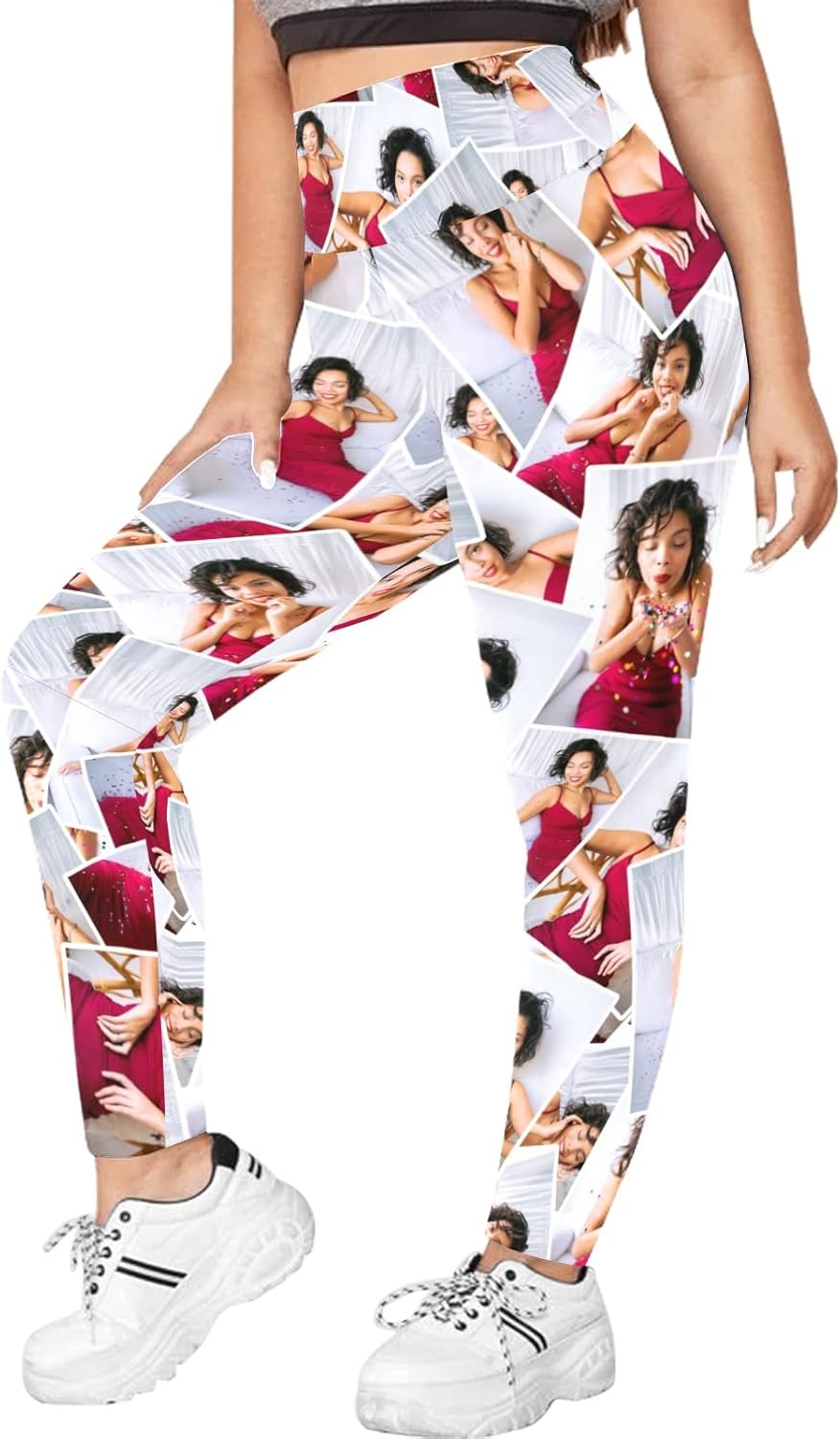 Custom Plus Size Leggings with Photo Face - Personalized Women Yoga Pants with Picture - Funny Gift for Girlfriend Wife Mom
