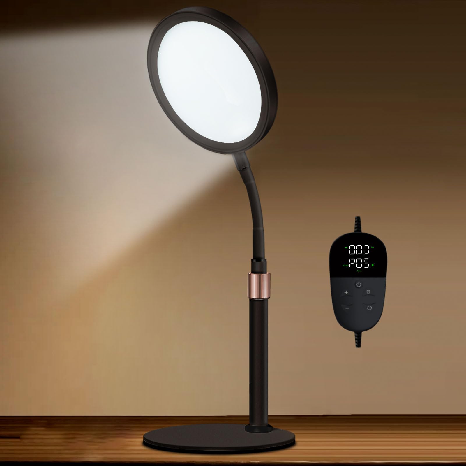 Tageslichtlampe Tageslichtlampen, 10000 Lux Lampe mit 3 Lichtfarben und 9 Einstellbaren Helligkeiten und 3 Timer, Tageslicht Daylight (Schwarz)