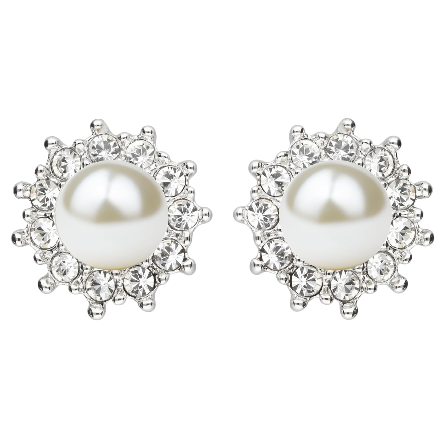 Damen Ohrclips Vergoldet Tropfen Perlen Blumen Ohrringe Perlenohrringe Clips Weiß Brautschmuck Silber Weiß Brautschmuck | Geschenke für Frauen Sie Ehefrau Freundin Mama Mutter