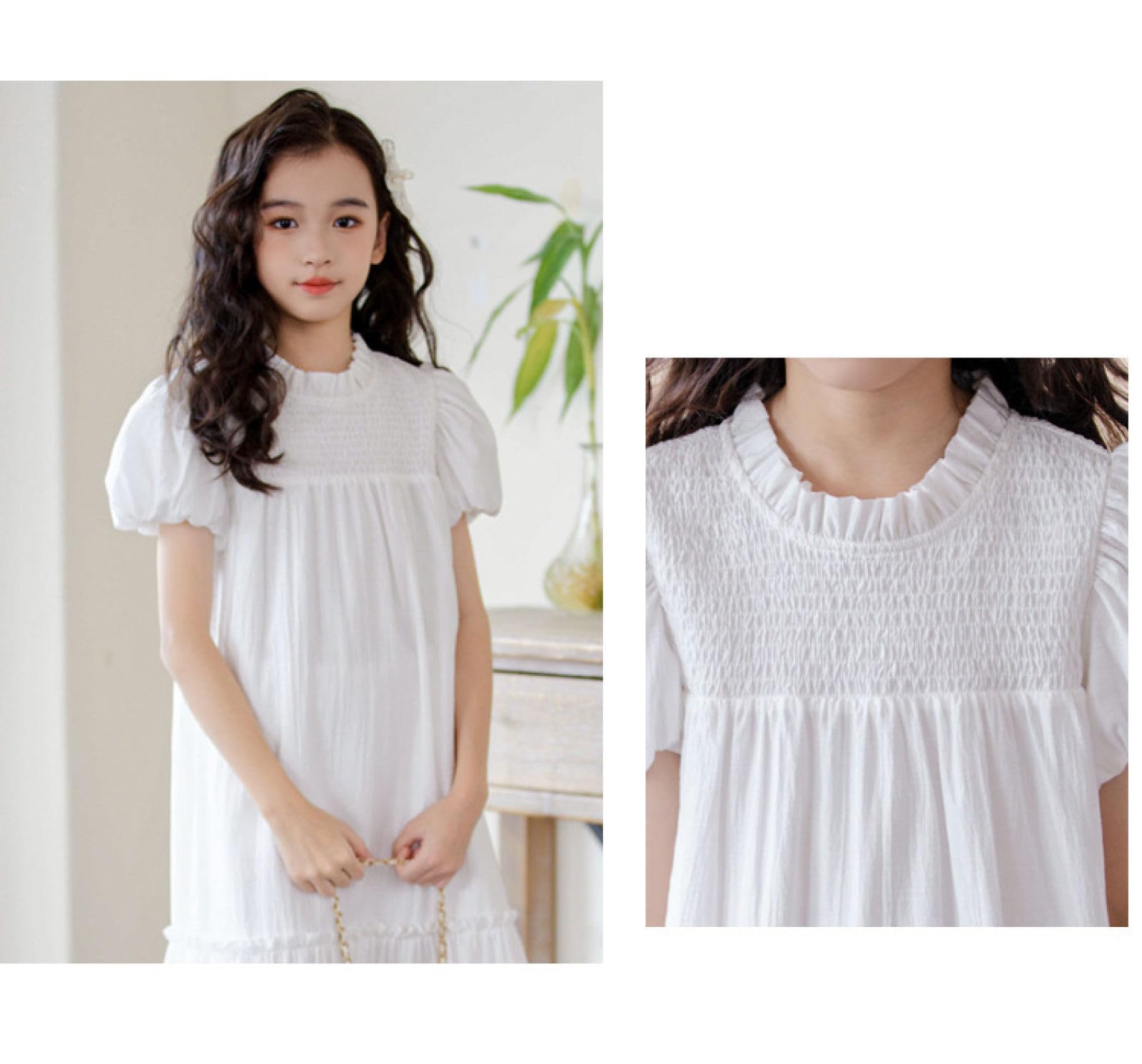 Dziewczęce sukienki w kształcie litery A okrągłe sukienki w stylu casual, imprezowa, dziewczęca letnia sukienka Boho Beach Casual Smocked Maxi sukienki 6-16 lat