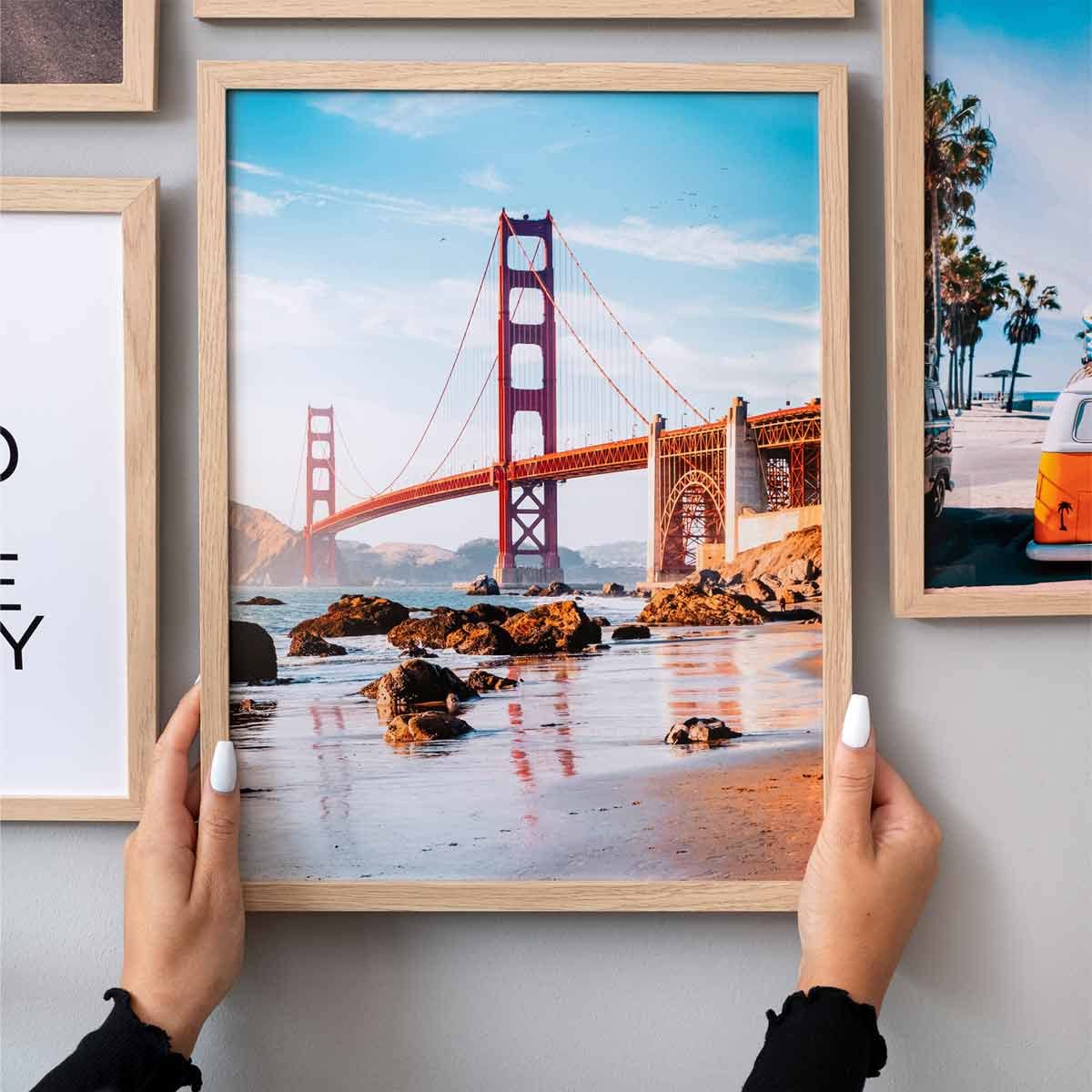 PHOTOLINI Set di 15 cornici per poster legno MDF naturale, plexiglass