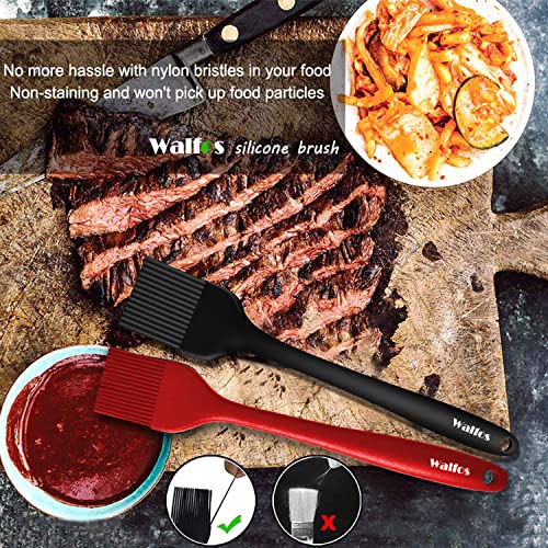 Image of Walfos Silicone Basting Pastry Brush, Heat Resistant Small Basting Brush Set, Strong Steel Core and One-Pieces Design, Perfect for BBQ Kitchen Cooking, Desserts, BPA Free, 2 Pcs