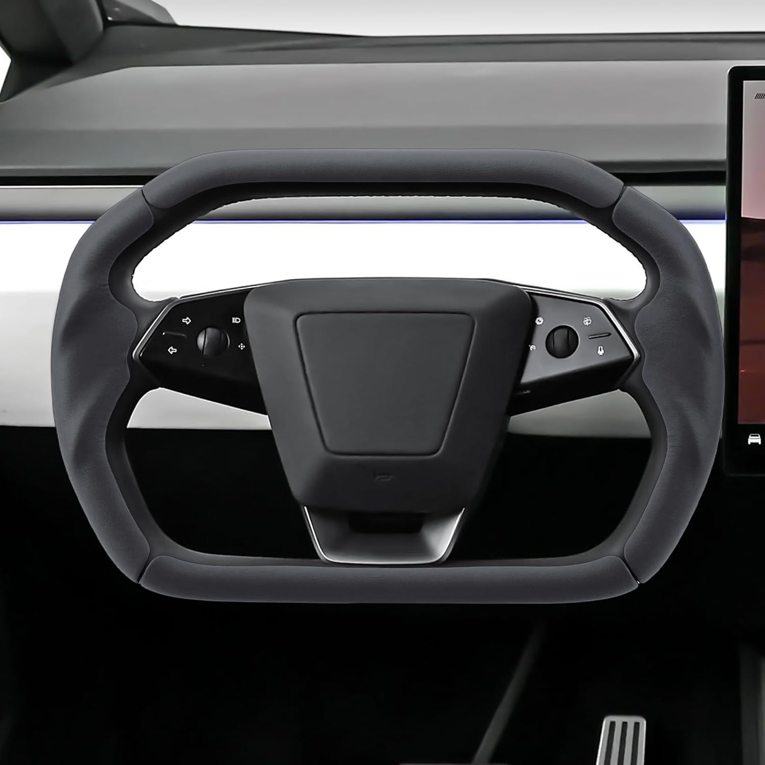 Steering Wheel Cover for Cybertruck 2023-Present Leather Steering Wheel Cover for Tesla Cybertruck Truck Car Steering Wheel Accessories (Black)