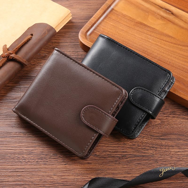 Men PU Leather Wallet, Bifold Fashion RFID Blocking Card Holder Wallet With ID Window For Men4