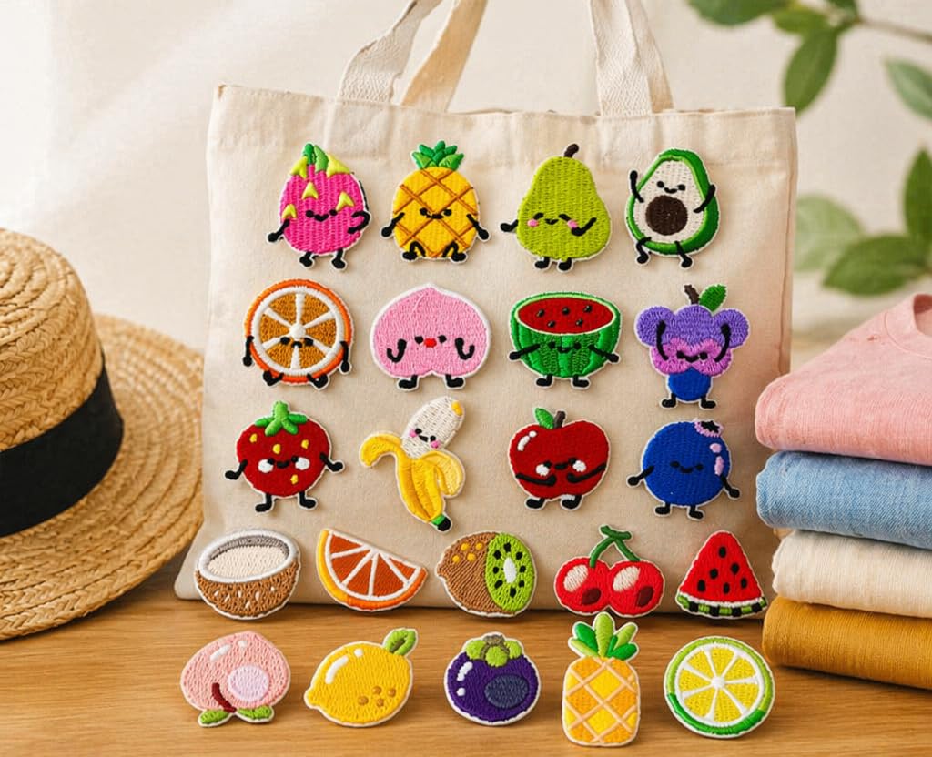 22 Pcs Embroidered Fruits Iron on Patches Patches for Clothing — image 1