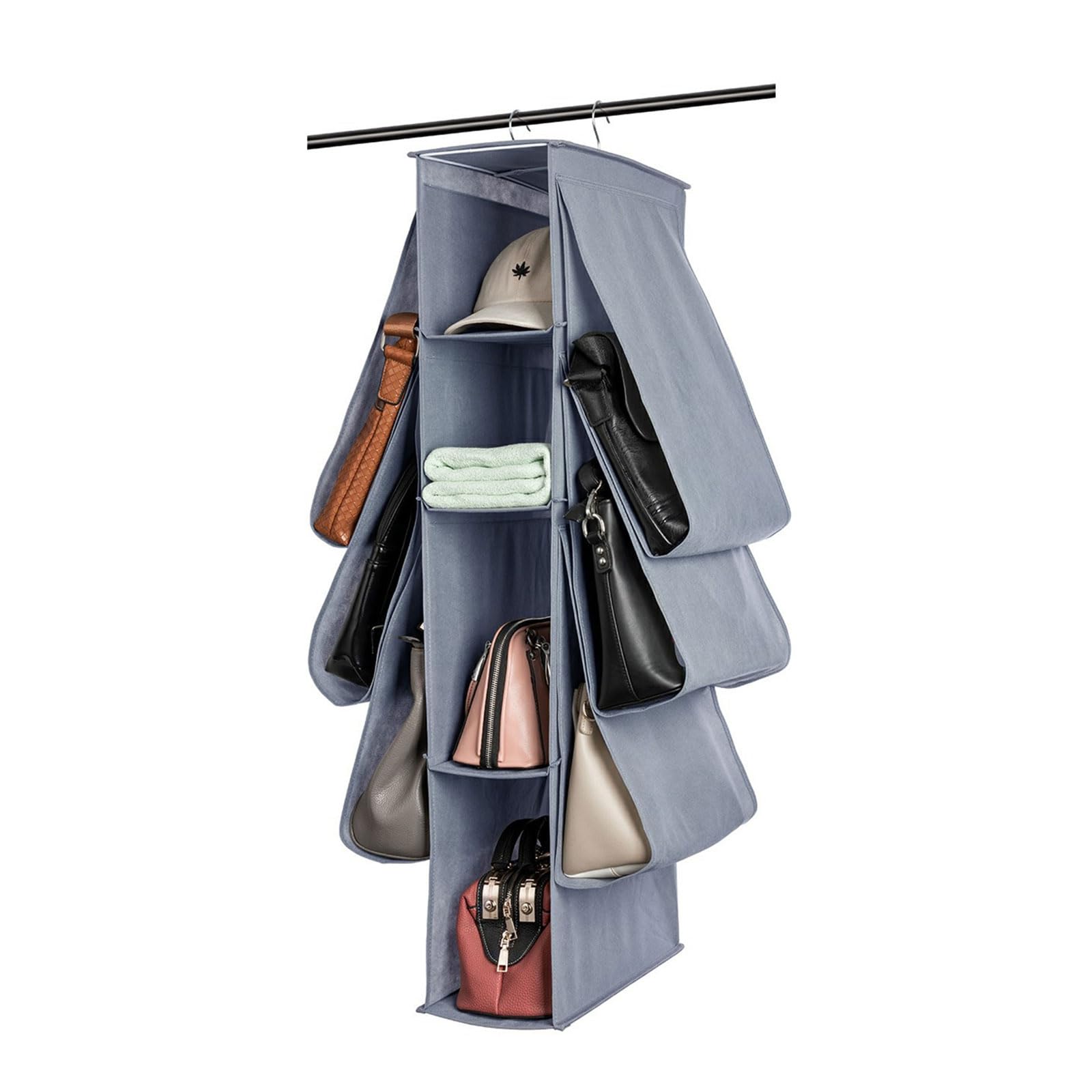 Jazuaiao Hangings Storage Bag Multi-layer Folding Hangings Clothes Organizer Dustproof Handbag Organizer Pouches Wardrobe Kits Door Storage Bag