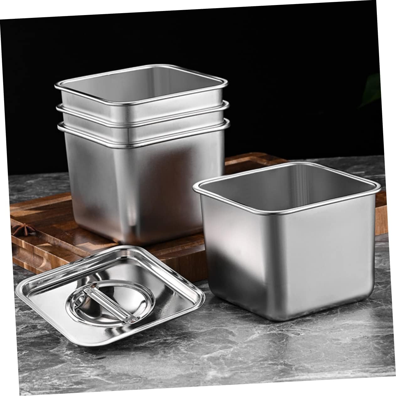 Stainless Steel Spice Container Lid Square Condiment Jar for Seasoning Storage Multi-functional Kitchen Spice Canister for Home Cooking and Entertaining