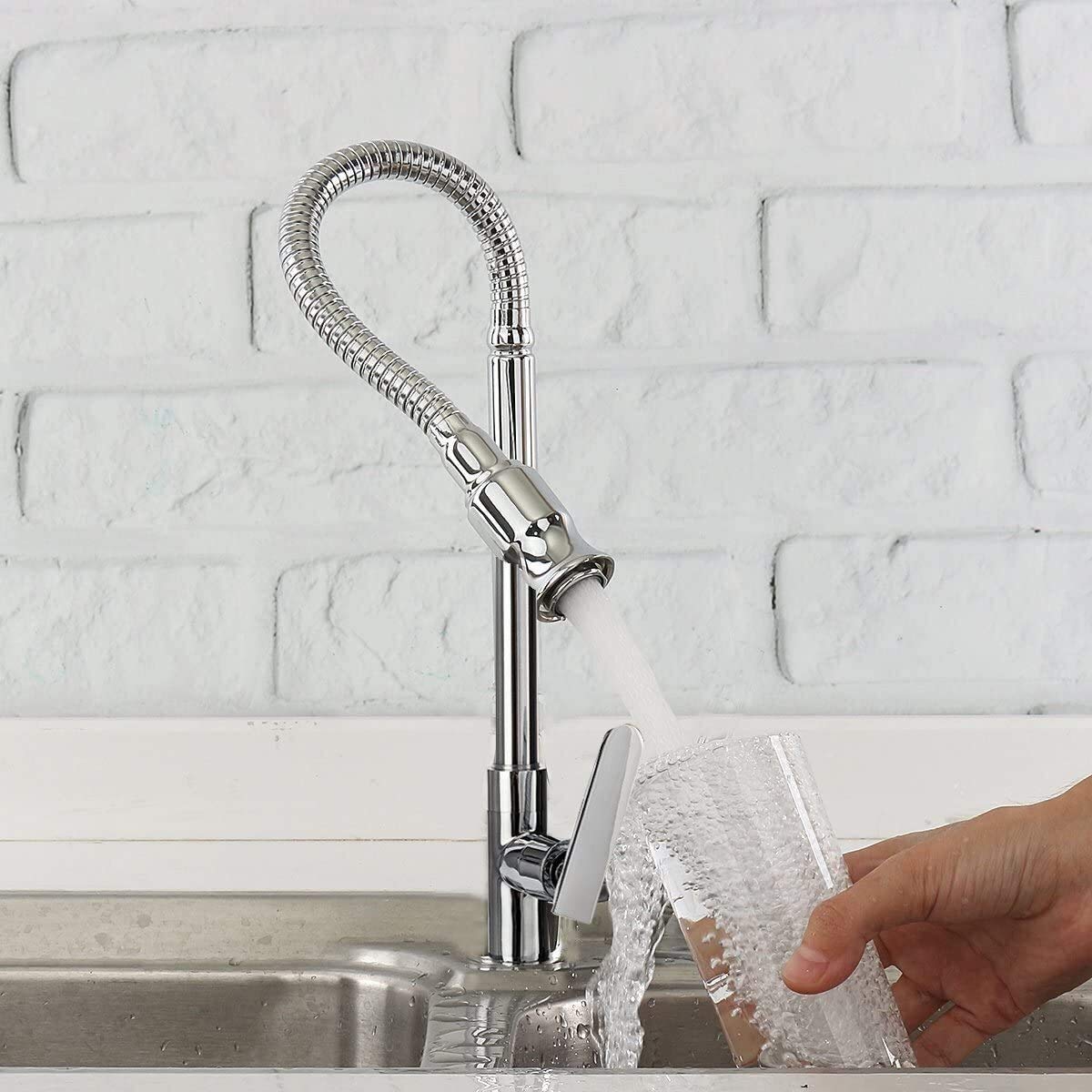 Grifo giratorio 360 para fregadero de cocina, Solo Agua Fría, cuello Flexible, lavandería, jardín, usuarios al aire libre, montaje en Polla/cubierta, luna llena