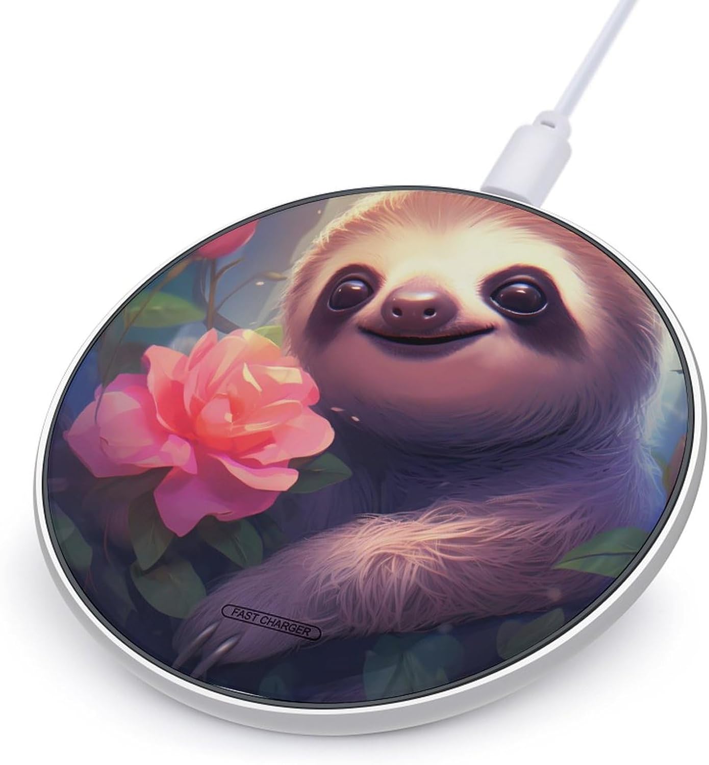 Cute Sloth Animals Portable Charger Wireless Charging Pad for Travel Bedside Office