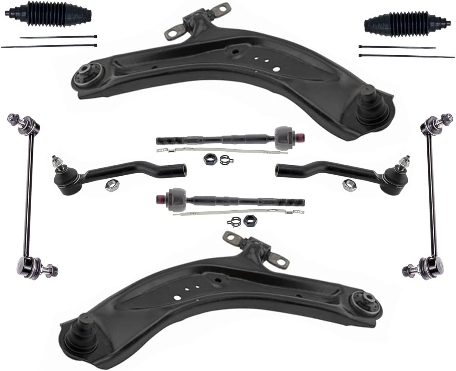 Front Lower Control Arms Inner Outer Tie Rods & Links Replacement Parts For Nissan Rogue 2014 2015 2016 2017 2018 2019 2020