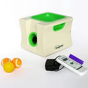 IDOGMATE Small Interactive Ball Launcher with Rechargeable, Automatic Dog Ball Thrower for Mini Dog (Small Machine with 3 Balls)