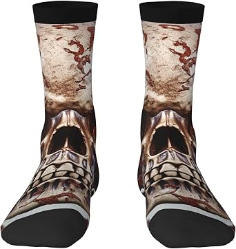 Skull on white background Crew Socks Women Casual Calf Sock Mens Ankle Socks with Cushion Sport Athletic Sock