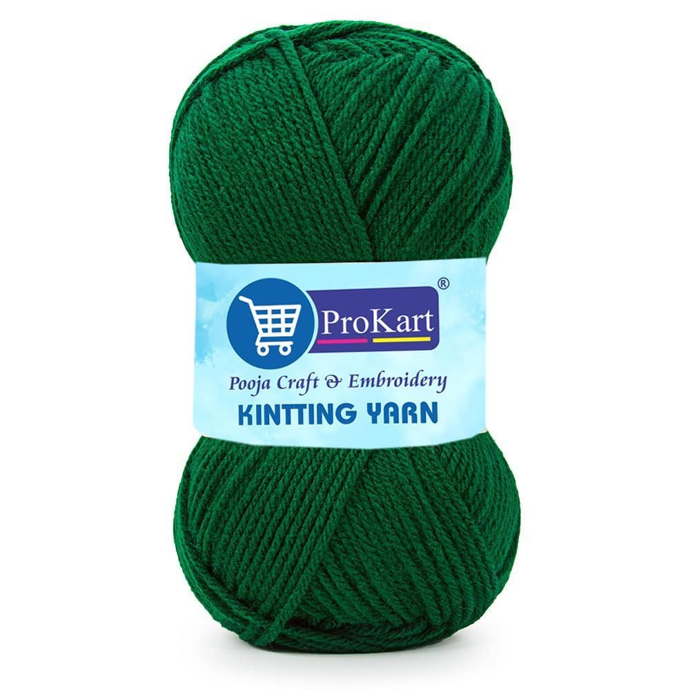ProKart Premium 4-Ply Woolen Knitting Yarn | 100g Dark Green Hand Crochet Soft Wool for Sweaters, Scarves, Hats, Baby Clothes & DIY Craft Accessories (1 Ball x 100g) - PRO43