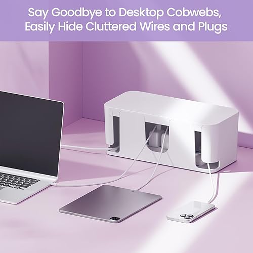 Miniatura 2 de Delamu Paquete de 2 cajas de organización de cables, elegantes organizadores de cables para cables, caja oculta de cables ABS a prueba de mascotas y