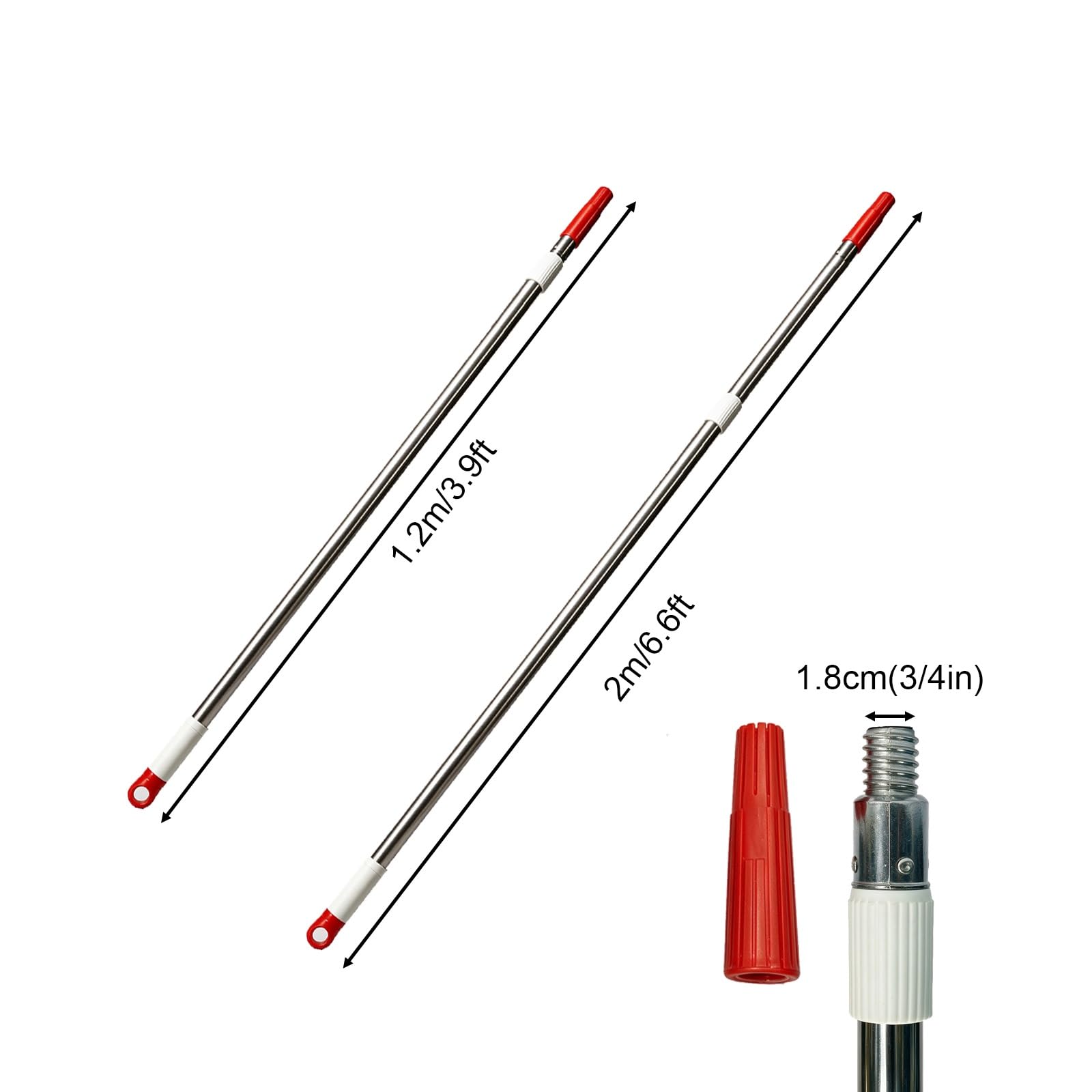 Barra Extensible, Palo Retráctil Ligero de Acero Inoxidable | Acero Inoxidable, Poste Extensible 1,2M-2M, Pintar Paredes, Limpiar Ventanas y Quitar Polvo Techos