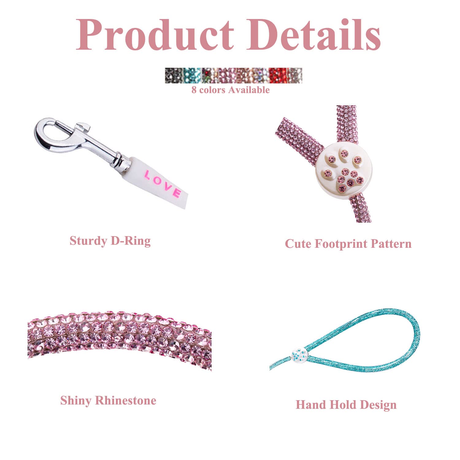 Dog Collar with Bell & Cute Tag, Full Crystal Rhinestones Shiny Dog Collar - Image 3