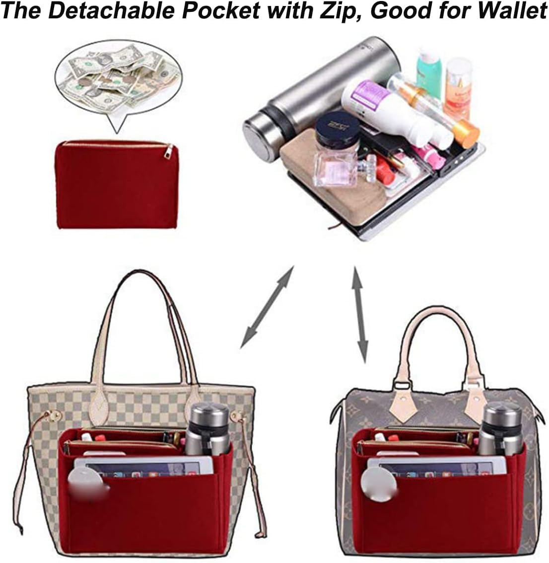 YXBQueen Trucco Organizzatore Borsa in Feltro Felt Cosmetico Inserisci Organizer Borsa per Viaggi Toiletry Stoccaggio Cachi Borse Fare Up personalizzate per le Donne