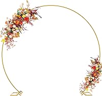 Vista 8 de Asee'm Arco de Boda Dorado de 7.2 Pies Soporte de Fondo Redondo Marco Circular Grande de Metal para Globos Florales para Decoraciones de Fiesta