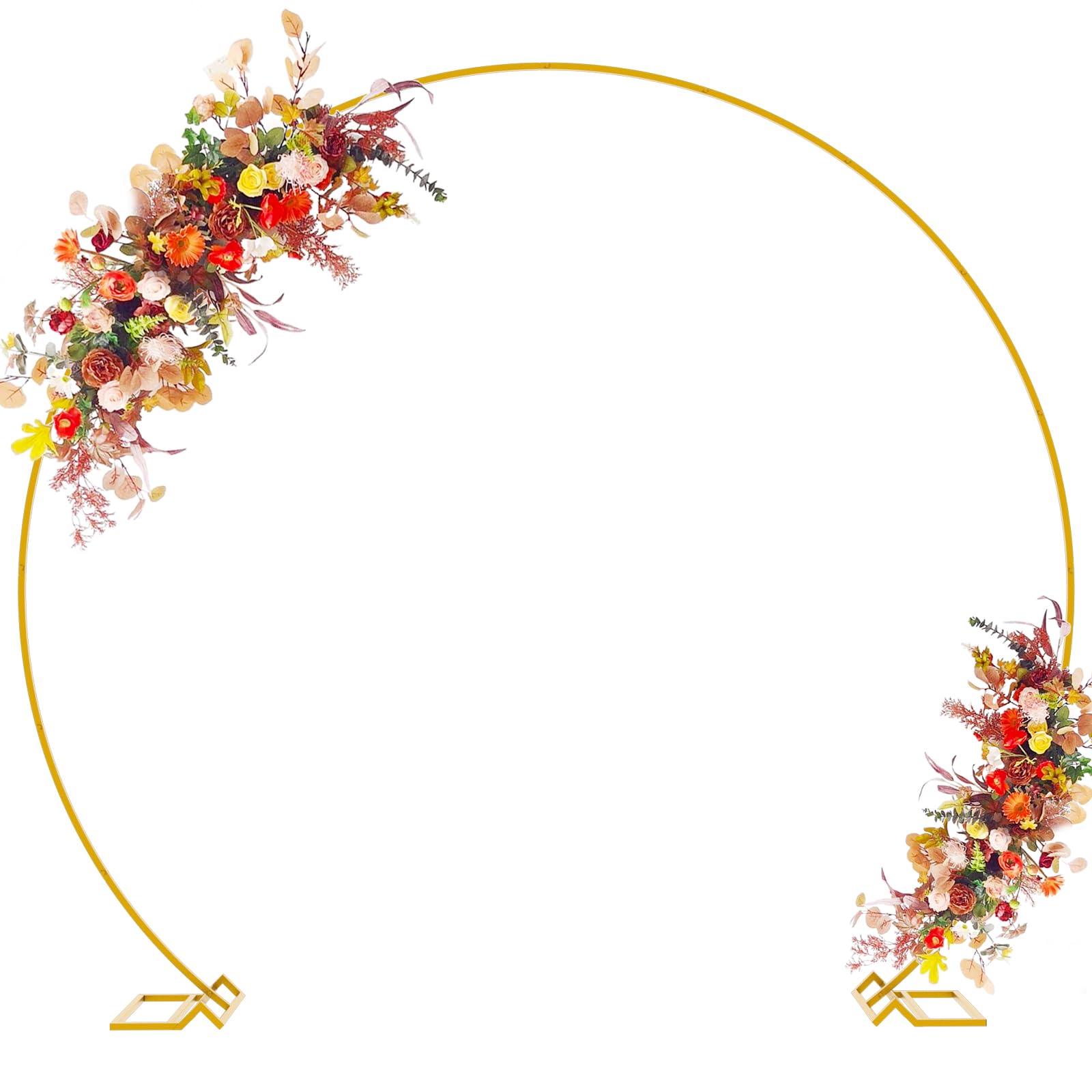 Photo 1 of Asee'm 8.5FT Gold Wedding Arch Round Backdrop Stand Large Circle Metal Floral Balloon Frame for Party Anniversary Birthday Graduation Valentine Ceremony Decorations