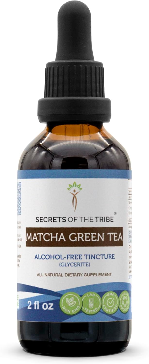Secrets of the Tribe Matcha Green Tea Tincture Alcohol-Free Extract, High-Potency Herbal Drops, Tincture Made from Camellia sinensis Soothing and Antioxidant Effect 4 oz