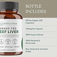 Vista 5 de Cápsulas de hígado de res alimentadas con pasto, 100% criado en pastos, sin rellenos ni agentes de flujo, 120 unidades, 3,000 mg, suministro para 30