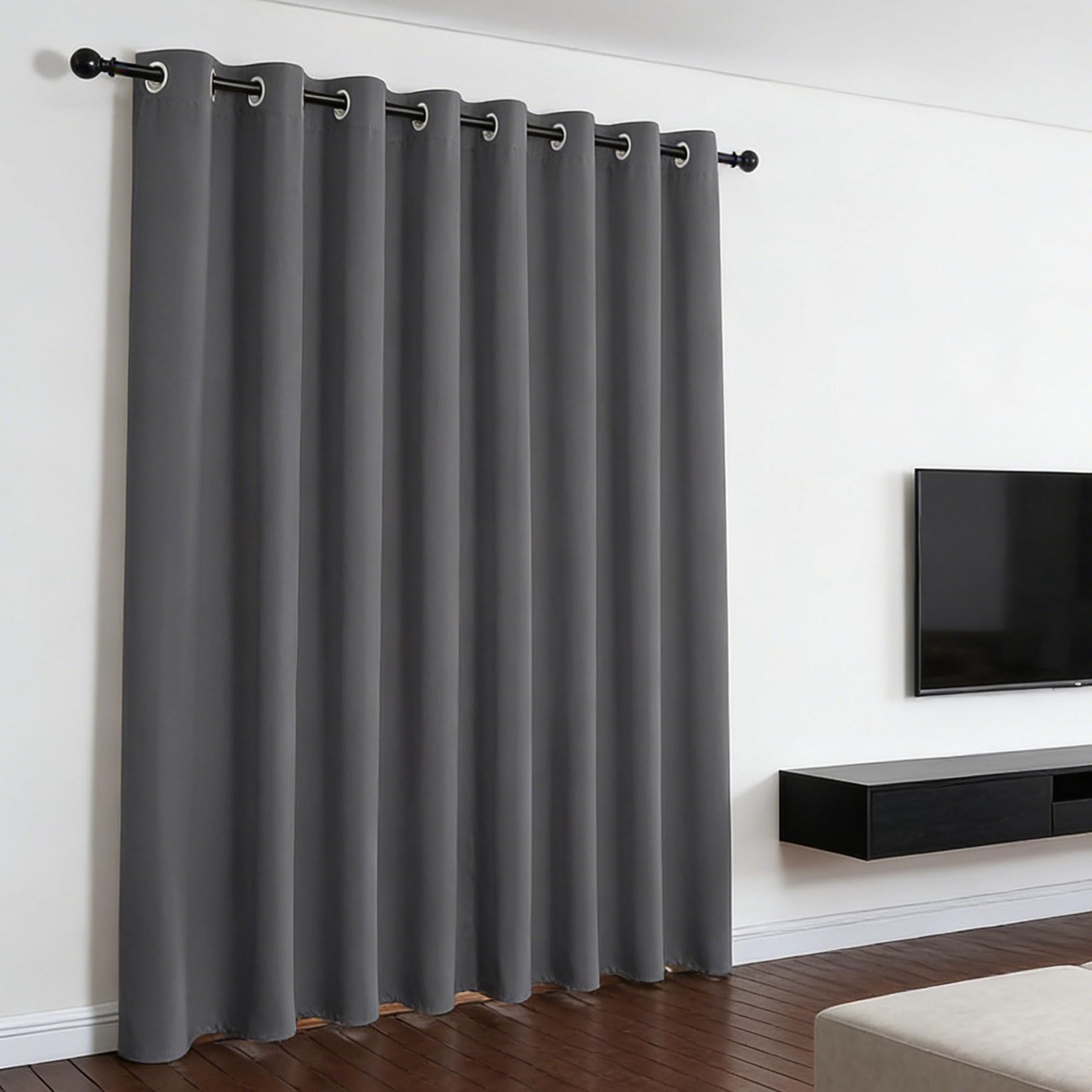 Rideau Occultant 140 x 115 cm Panneaux Anti Chaleur Anti Froid Rideaux Opaque avec Oeillets Design Moderne, 1Pièces pour Chambre Maison Salon Intérieurs, Gris Foncé