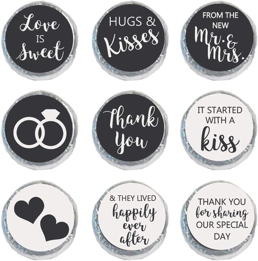 Digitaldoodlebug Mini Candy Stickers 0.75 Inch Wedding Favors Set of 324 (Black)