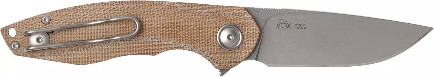 MKM Maniago Knife Makers TIMAVO Liner Lock Folding EDC Pocket Knife, Vox Design, M390 Steel Blade, Made in Italy (Natural Micarta)