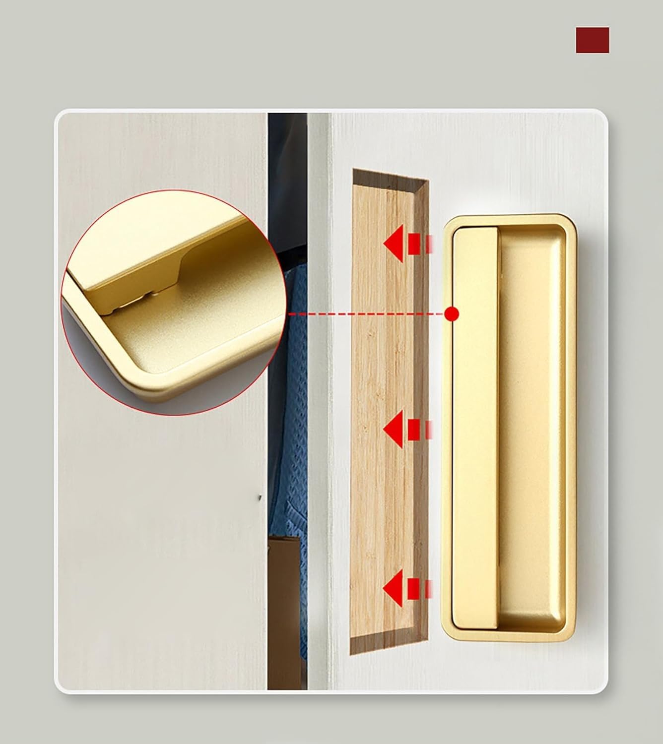 Verzonken Vingertrek, 4 stuks verborgen deurgrepen moderne verzonken inbouwgreep ingebedde handgreep verzonken vingertrekkers handgrepen van aluminiumlegering, met schroeven (gatafstand: 64 mm) (Size